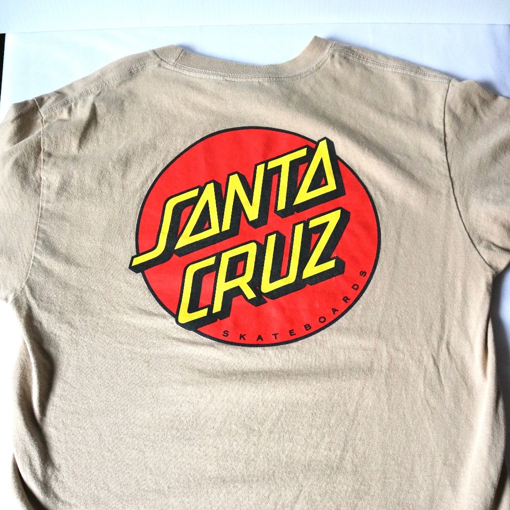 SANTA CRUZ Skateboards Classic Dot T Shirt Men's Size Medium Tan Beige Skater